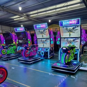 China New arrival Coin Operated  simulator racing game machine dual screen dynamic motorcycle game machine video game machine factory and suppliers | Meiyi